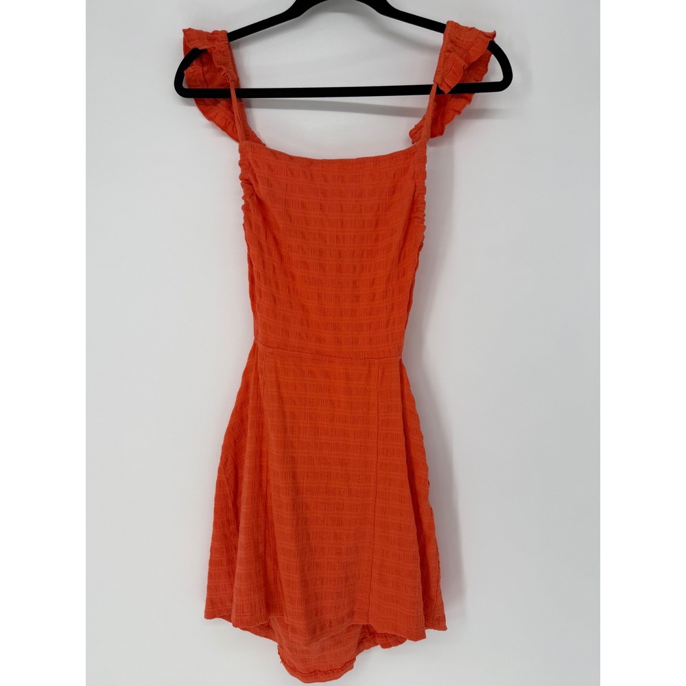 FREE PEOPLE ORANGE MINI DRESS SMALL OPEN BACK APRON STYLE SUMMER GIRLY BRIGHT